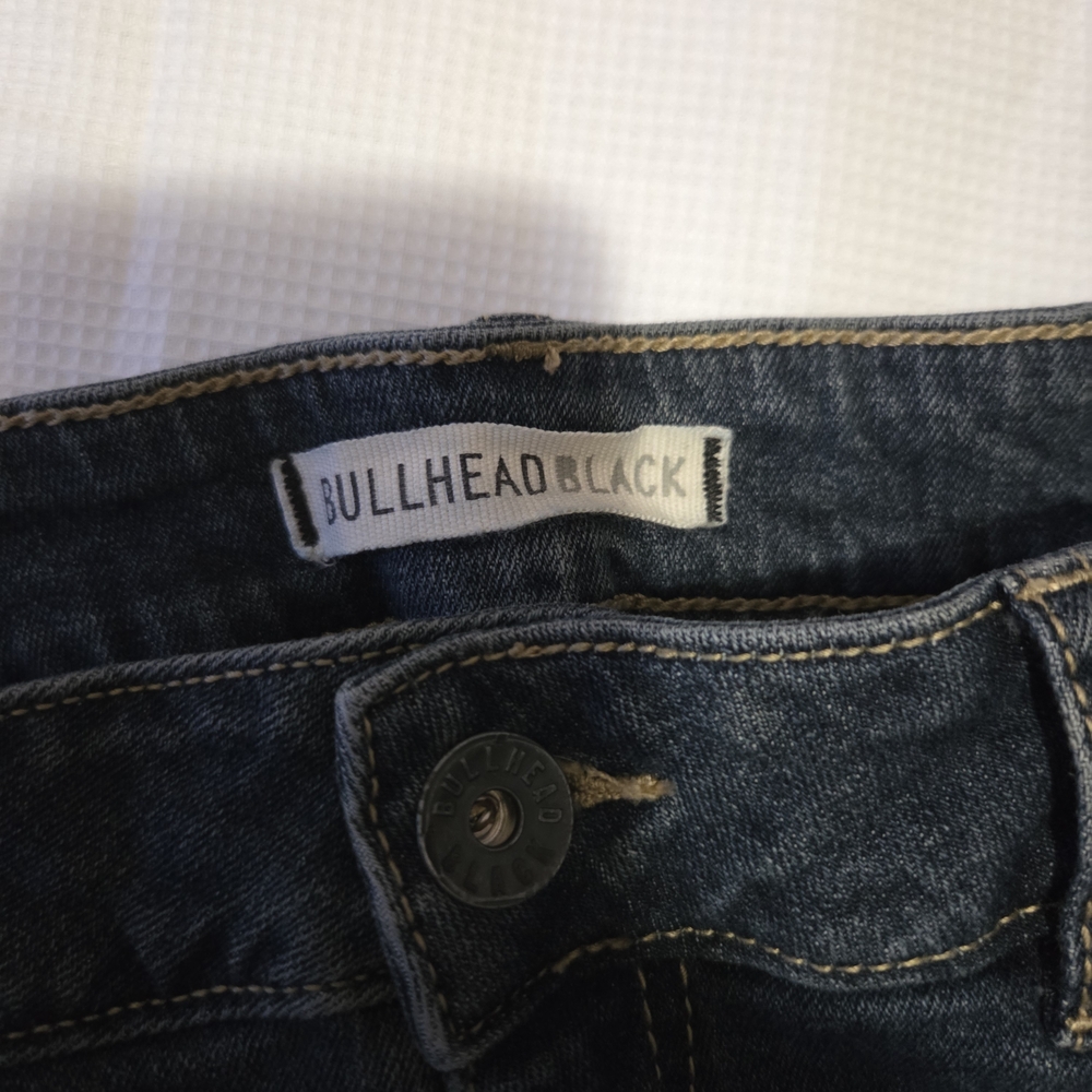 Bullhead Dark Blue Jean Shorts Vtg Ultra Low Rise - Picture 3 of 4
